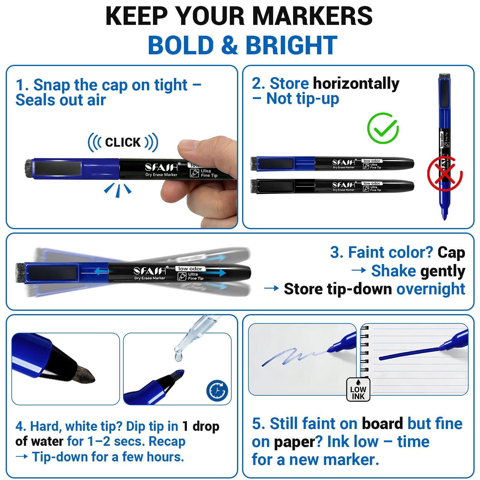 SFAIH 15 Colors Magnetic Dry Erase Markers, 1-2mm Fine Tip, with Eraser | Low Odor, Easily Erases, Whiteboard Markers for Kids, Classroom Practice, Family Doodles, Large Grid Scheduling, Non-Toxic