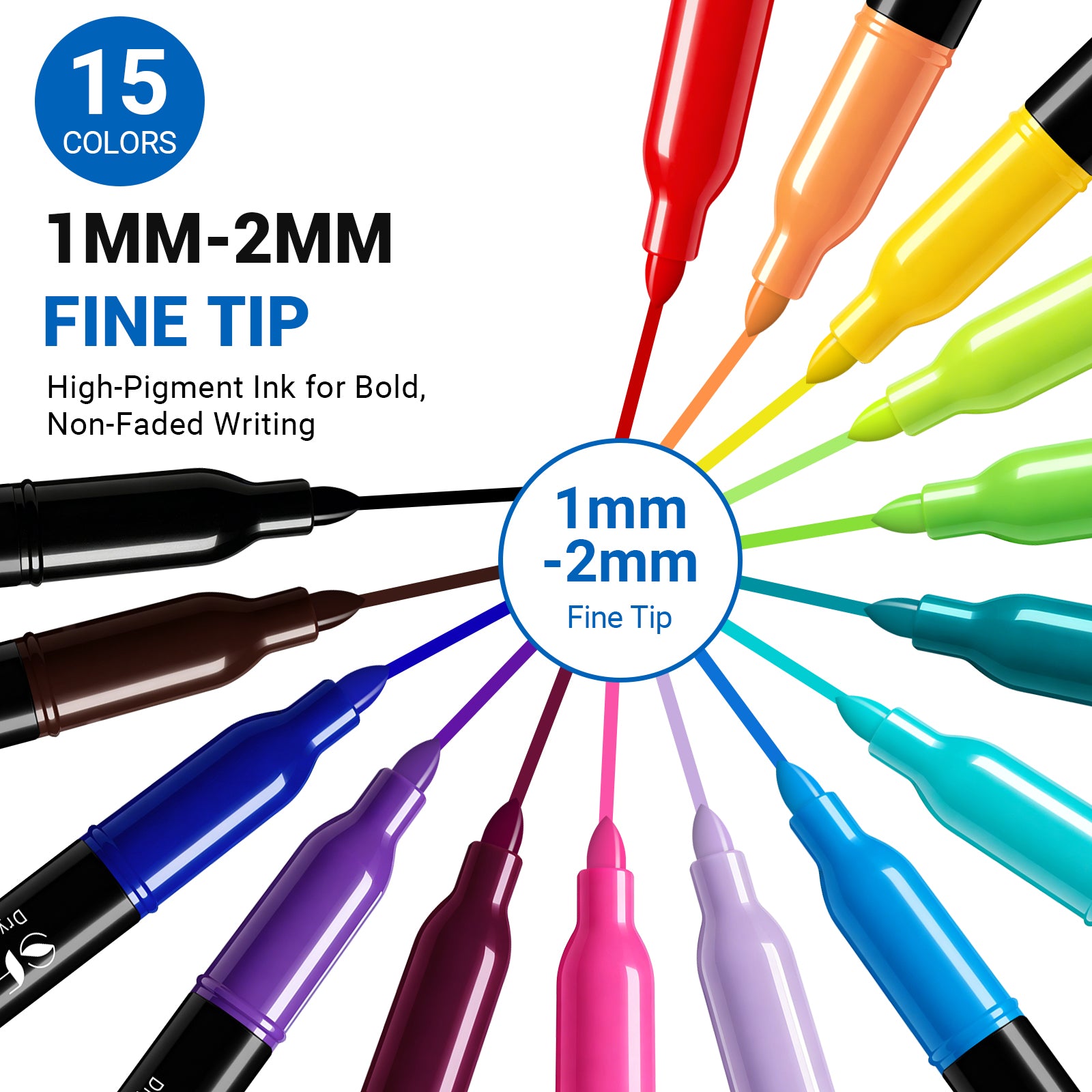 SFAIH 15 Colors Magnetic Dry Erase Markers, 1-2mm Fine Tip, with Eraser | Low Odor, Easily Erases, Whiteboard Markers for Kids, Classroom Practice, Family Doodles, Large Grid Scheduling, Non-Toxic