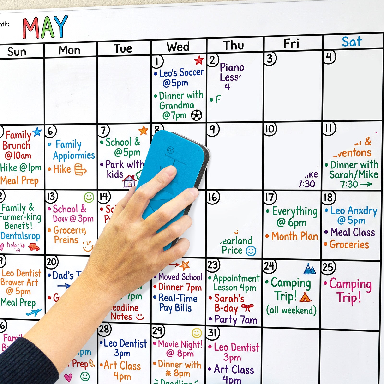 SFAIH 15 Colors Dry Erase Markers, 0.7mm Ultra Fine Tip, Low Odor | Easily Erases, Whiteboard Markers with Long-Lasting Cap, for Detailed Calendars & Small Grids,Planners & Home, Non-Toxic