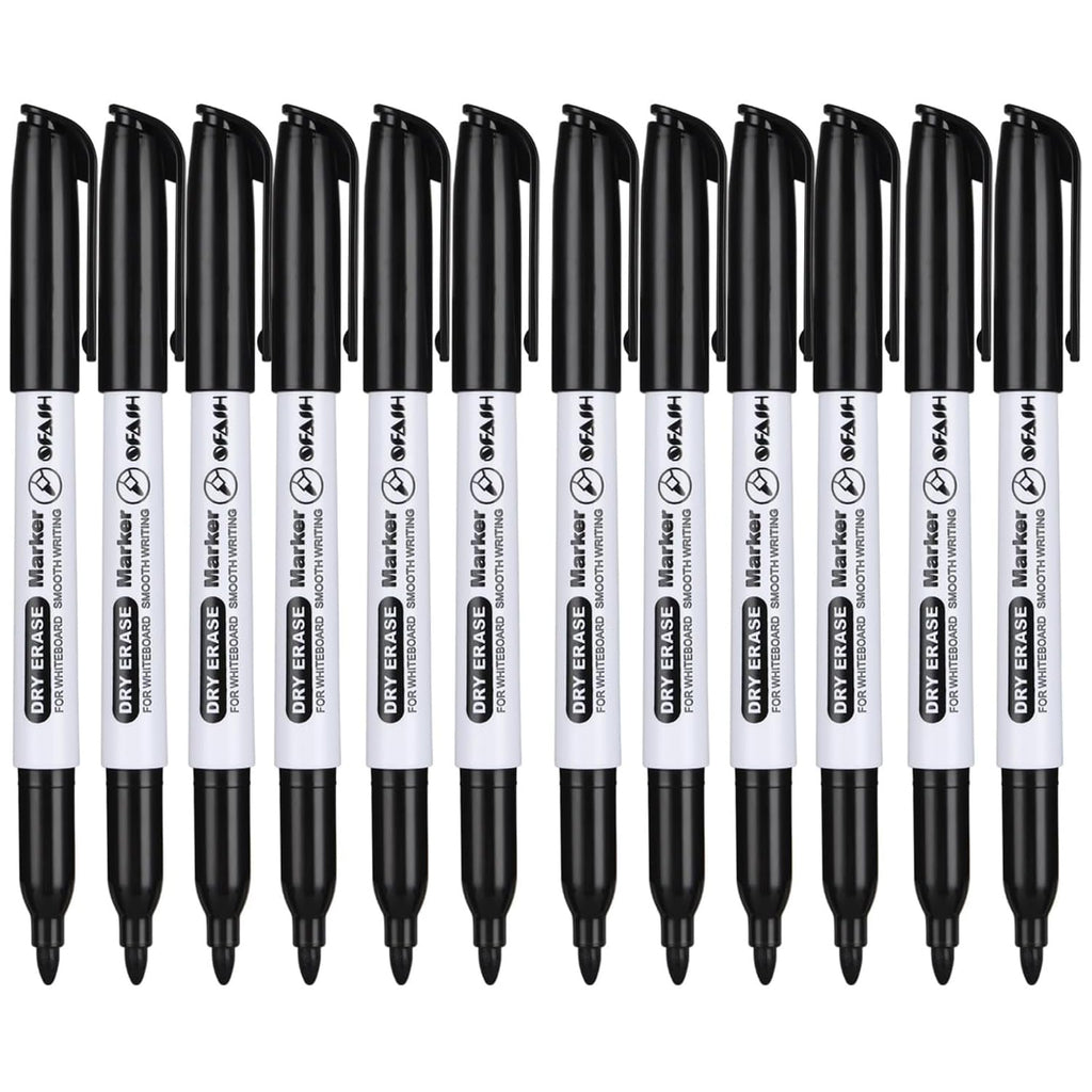 SFAIH  Dry Erase Markers Fine Tip, 12 Pack, 1-2mm Line, Low Odor | Easily Erases, Non-Toxic Ink, Whiteboard Markers For Office Teams, Teachers, Classrooms, Training Sessions
