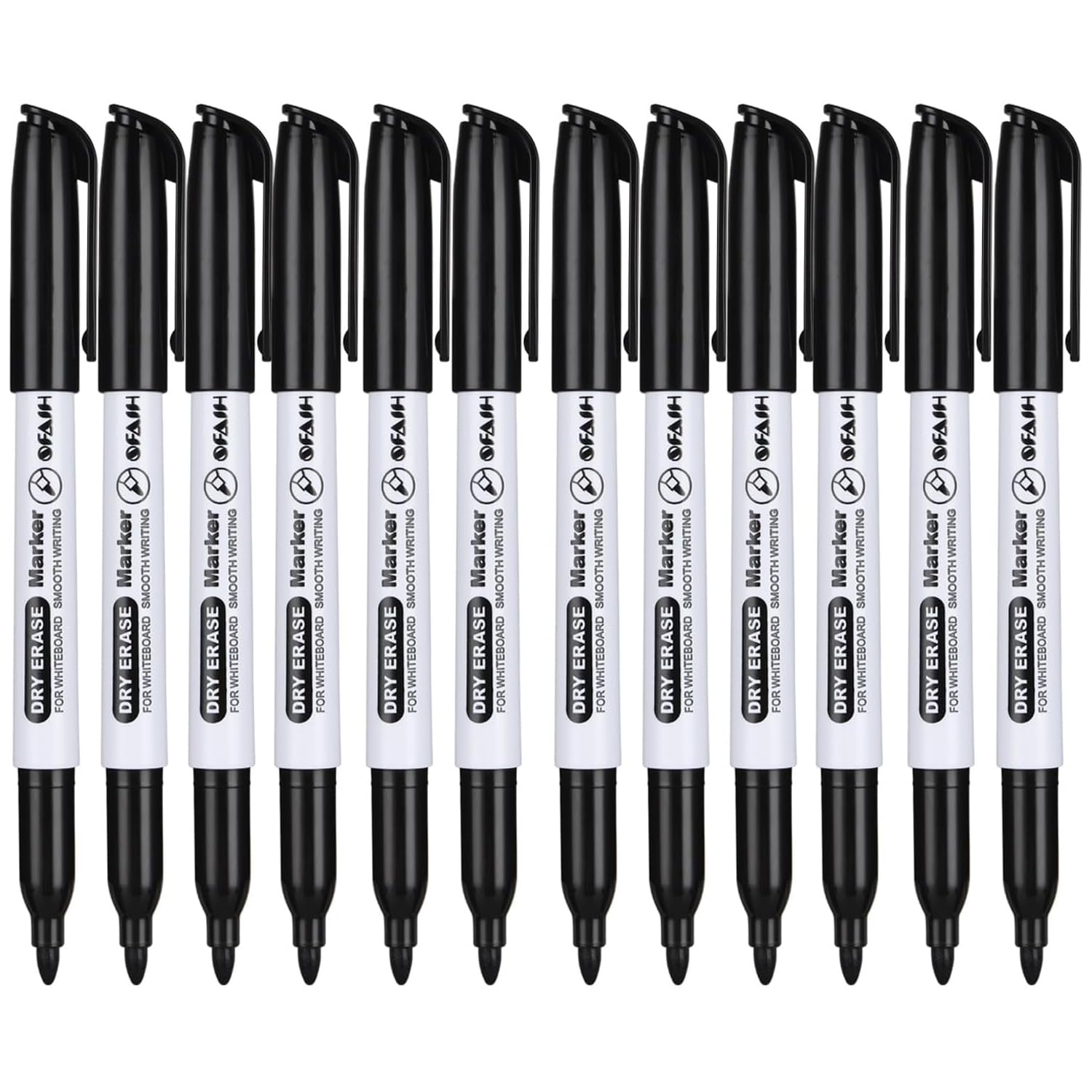 SFAIH  Dry Erase Markers Fine Tip, 12 Pack, 1-2mm Line, Low Odor | Easily Erases, Non-Toxic Ink, Whiteboard Markers For Office Teams, Teachers, Classrooms, Training Sessions